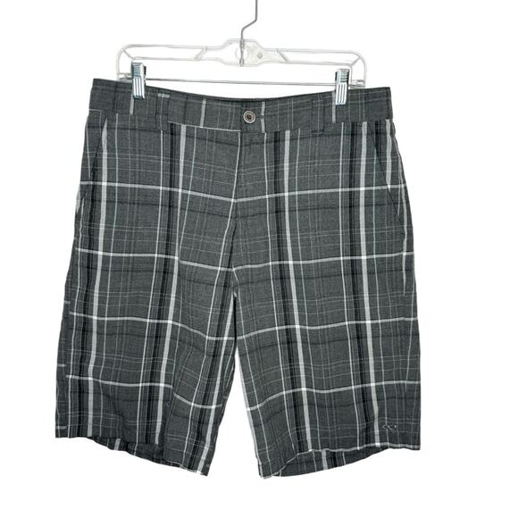 O’NEILL / gray white plaid flat front chino shorts / 34 - Picture 1 of 6